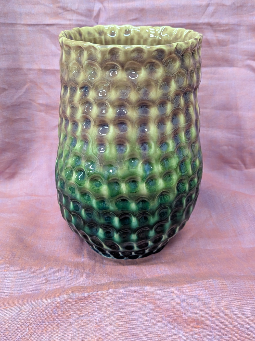 Textured Ceramic Ombre Vase in Green and Brown Back Bay Pottery